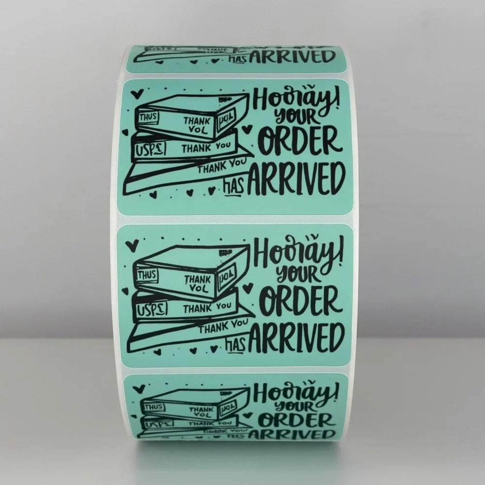 Hooray Your Order Has Arrived Stickers | Yellow Cute Packaging Labels